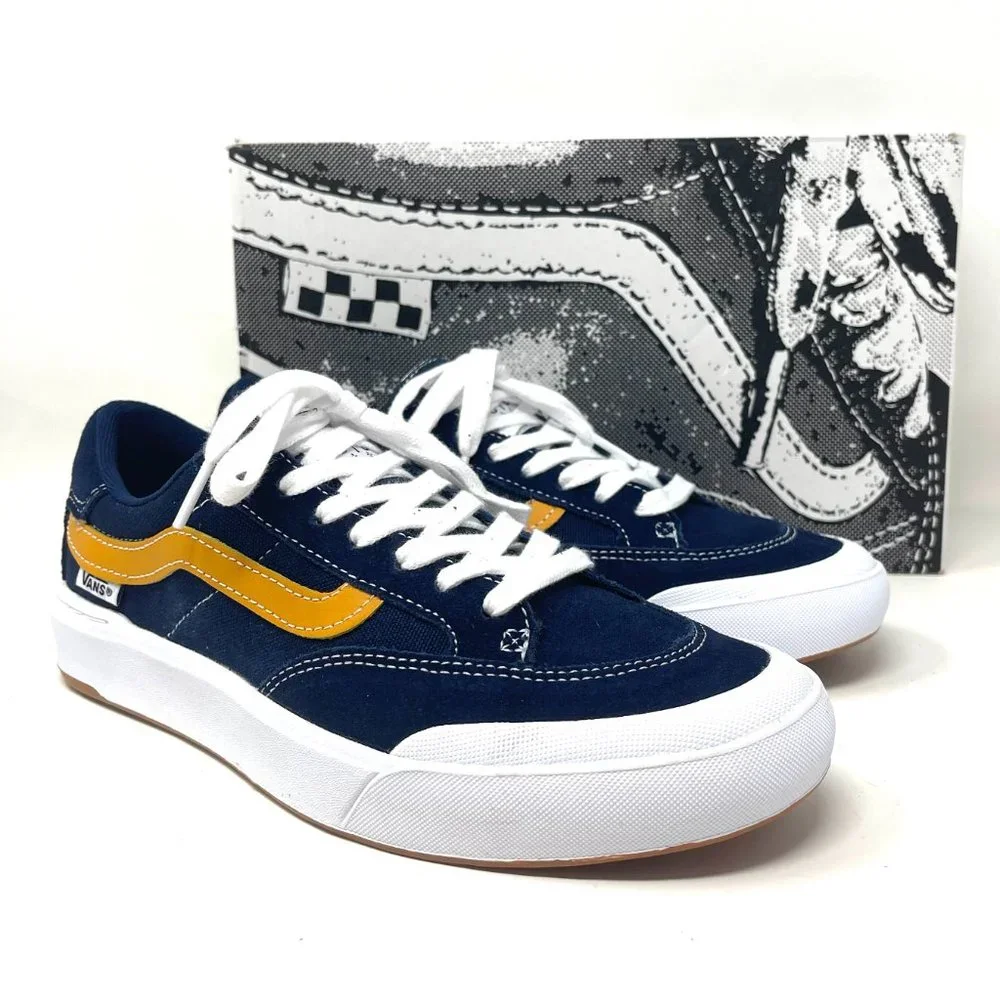 Vans Berle Navy Gold Low Top Suede Skate Shoes Women's Size 9 9.5 VN0A5JIJNGL - Picture 7 of 11